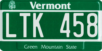 VT license plate LTK458
