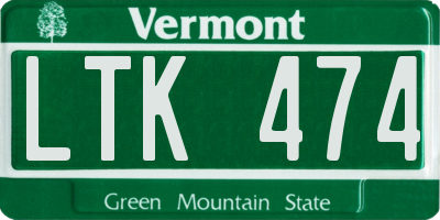 VT license plate LTK474