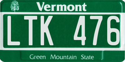 VT license plate LTK476
