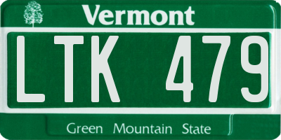 VT license plate LTK479