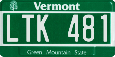 VT license plate LTK481