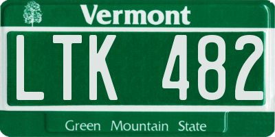 VT license plate LTK482