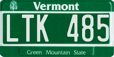 VT license plate LTK485