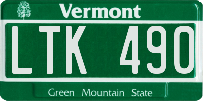 VT license plate LTK490