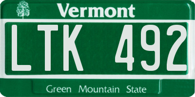 VT license plate LTK492