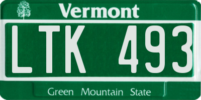 VT license plate LTK493