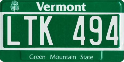 VT license plate LTK494