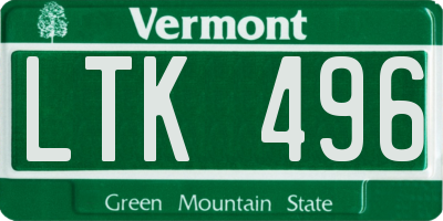 VT license plate LTK496