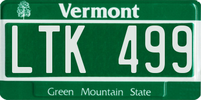 VT license plate LTK499