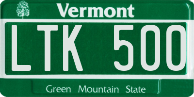 VT license plate LTK500