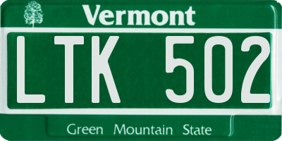 VT license plate LTK502