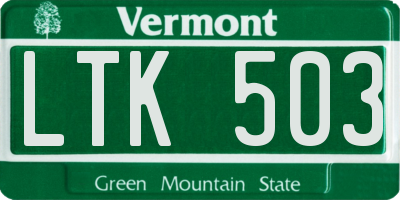 VT license plate LTK503