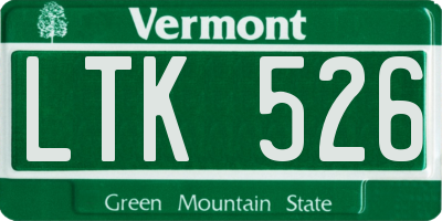 VT license plate LTK526