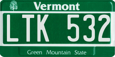 VT license plate LTK532