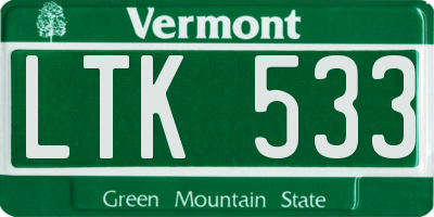 VT license plate LTK533