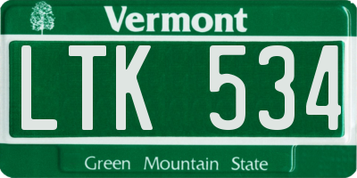 VT license plate LTK534