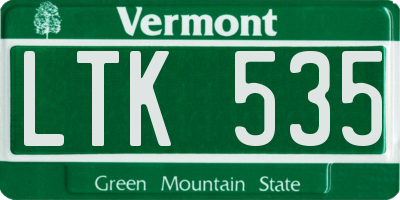 VT license plate LTK535