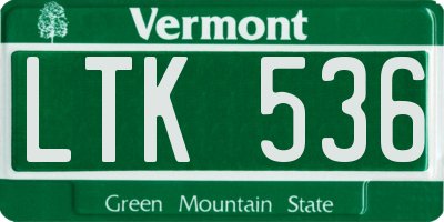 VT license plate LTK536
