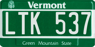 VT license plate LTK537