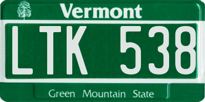 VT license plate LTK538