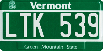 VT license plate LTK539