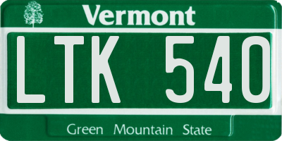 VT license plate LTK540