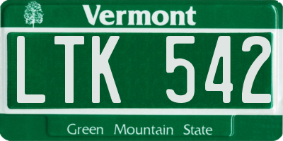 VT license plate LTK542