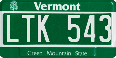 VT license plate LTK543