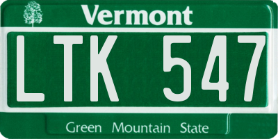 VT license plate LTK547