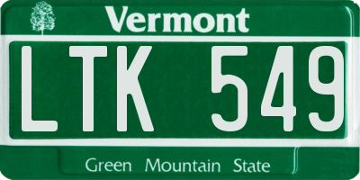 VT license plate LTK549
