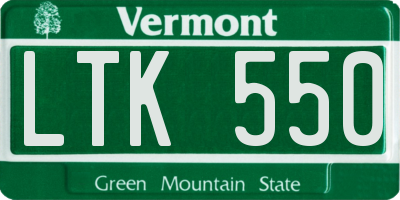 VT license plate LTK550