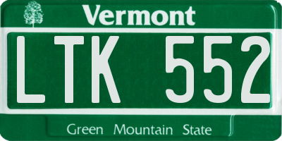 VT license plate LTK552