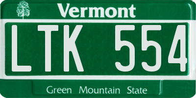 VT license plate LTK554