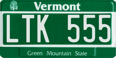 VT license plate LTK555