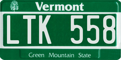 VT license plate LTK558