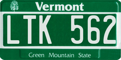 VT license plate LTK562