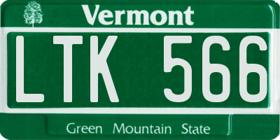 VT license plate LTK566