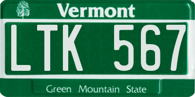 VT license plate LTK567