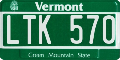 VT license plate LTK570