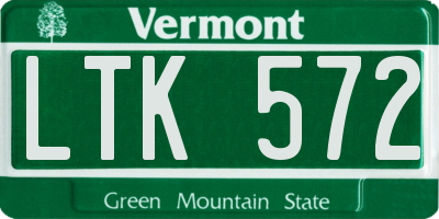 VT license plate LTK572