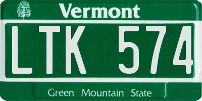 VT license plate LTK574