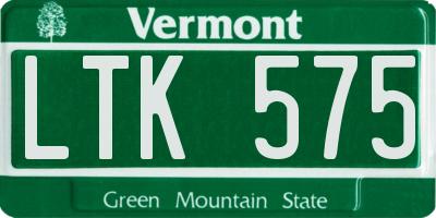 VT license plate LTK575