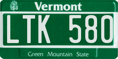 VT license plate LTK580
