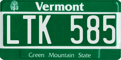 VT license plate LTK585