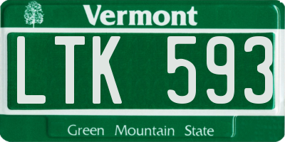 VT license plate LTK593