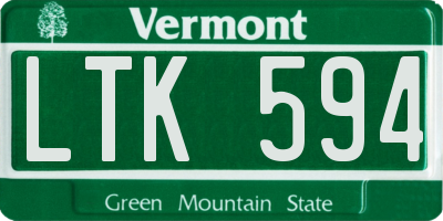 VT license plate LTK594
