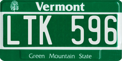 VT license plate LTK596
