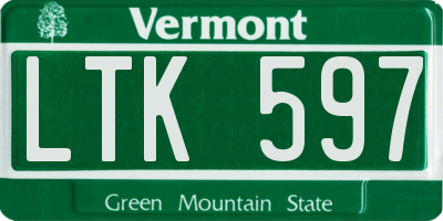 VT license plate LTK597