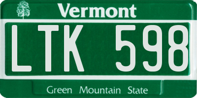 VT license plate LTK598