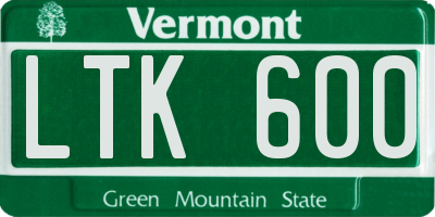 VT license plate LTK600